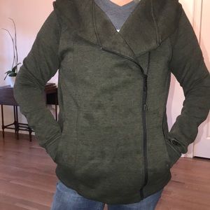 nike side zip army green heavy hoodie